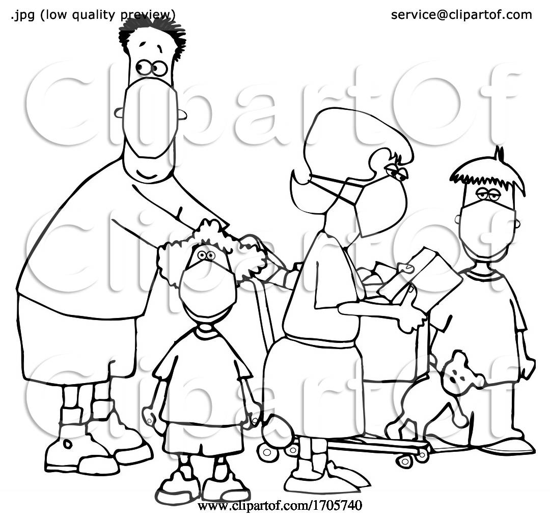 Cartoon Black and White Family Wearing Masks and Shopping During the  Covid19 Pandemic by djart #1705740