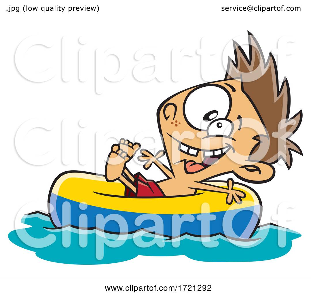 Cartoon Boy Floating on a River Tube by toonaday #1721292