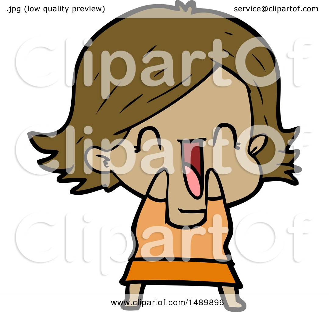 Cartoon Clipart Happy Woman by lineartestpilot #1489896