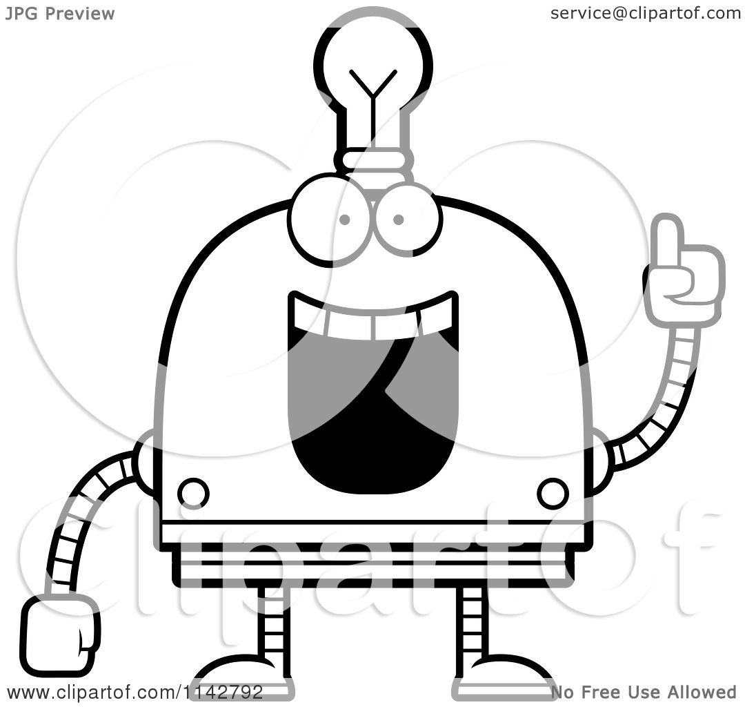 Download Cartoon Clipart Of A Black And White Creative Light Bulb ...