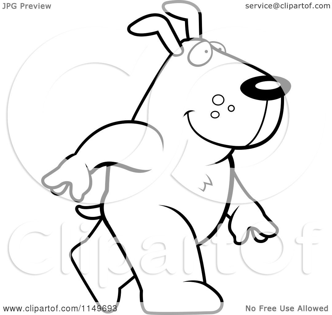 Download Cartoon Clipart Of A Black And White Dog Walking Upright ...