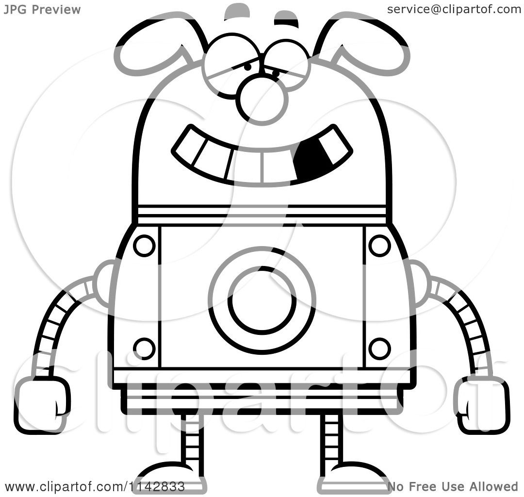 Download Cartoon Clipart Of A Black And White Dumb Dog Robot ...