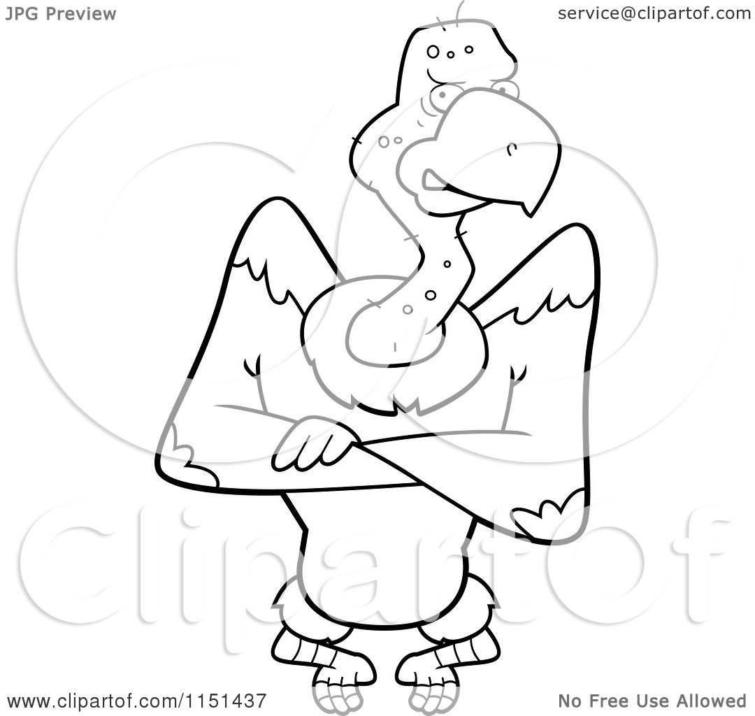 Download Cartoon Clipart Of A Black And White Grumpy Vulture with ...