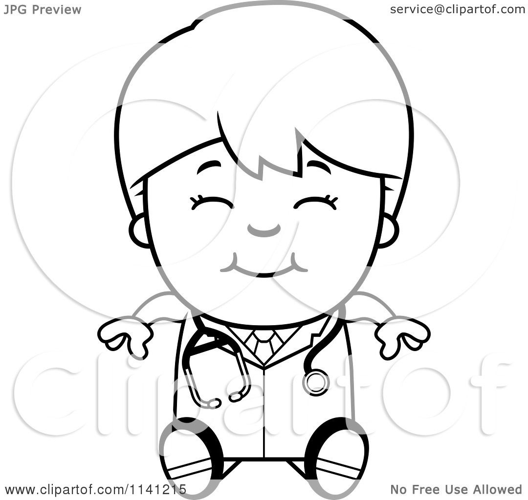 Download Cartoon Clipart Of A Black And White Happy Doctor Or ...
