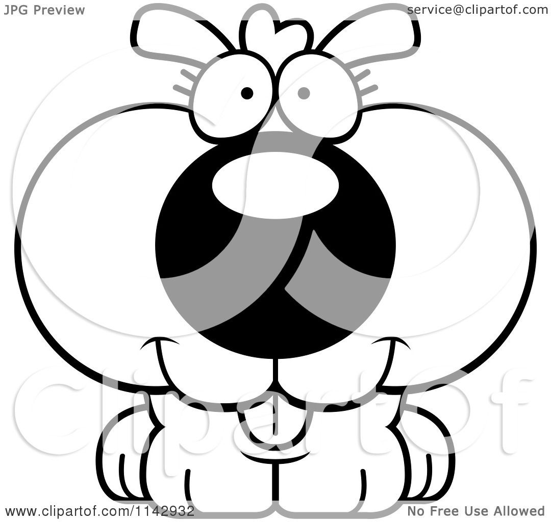 Cartoon Clipart Of A Black And White Happy Dog - Vector ...