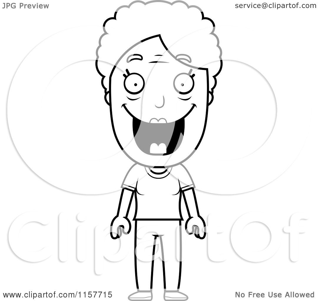 Download Cartoon Clipart Of A Black And White Happy Granny - Vector ...