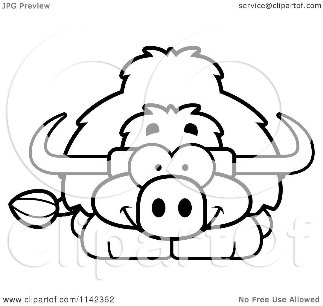 Download Cartoon Clipart Of A Black And White Happy Yak - Vector ...