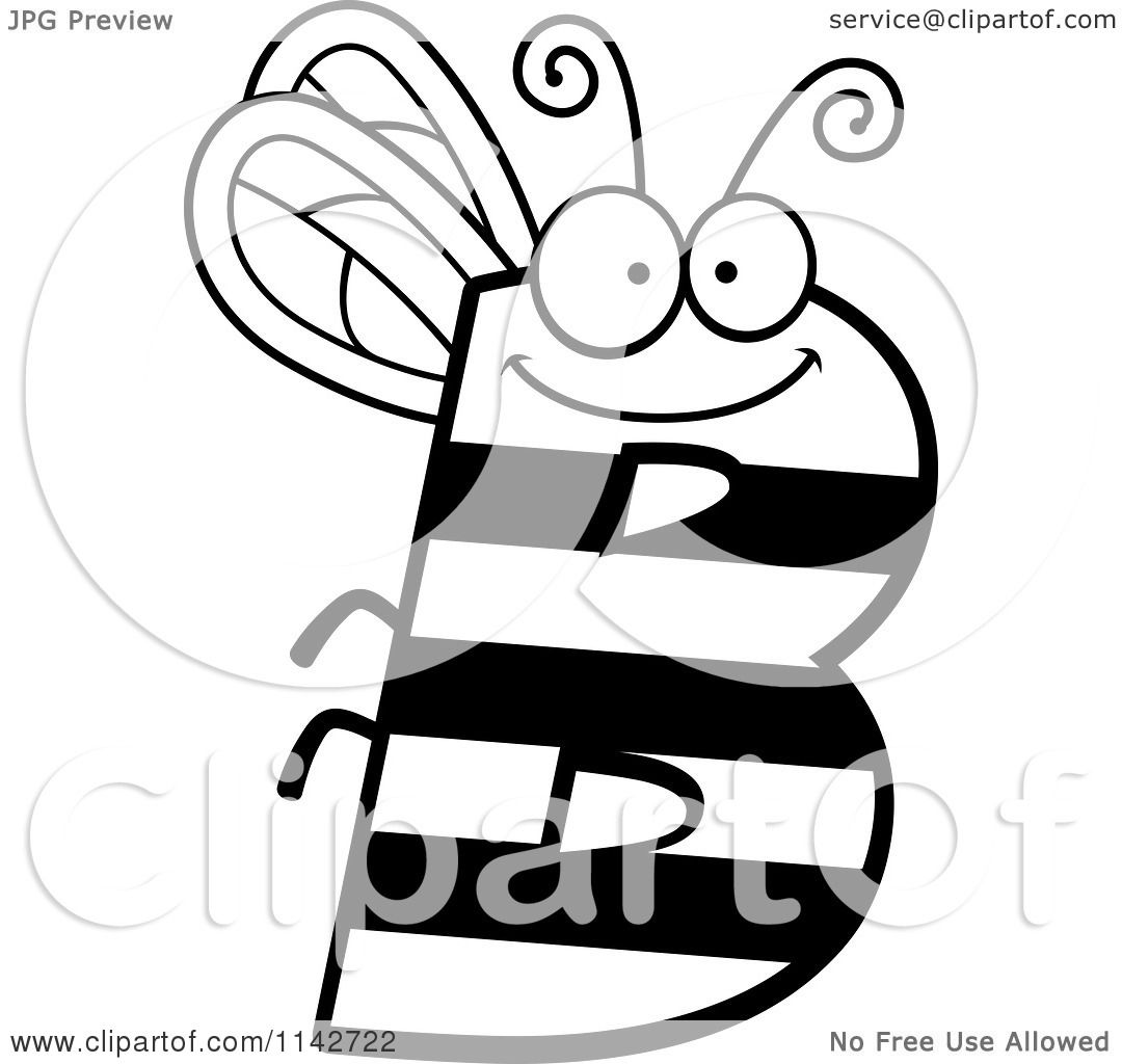 Download Cartoon Clipart Of A Black And White Letter B Bug - Vector Outlined Coloring Page by Cory Thoman ...