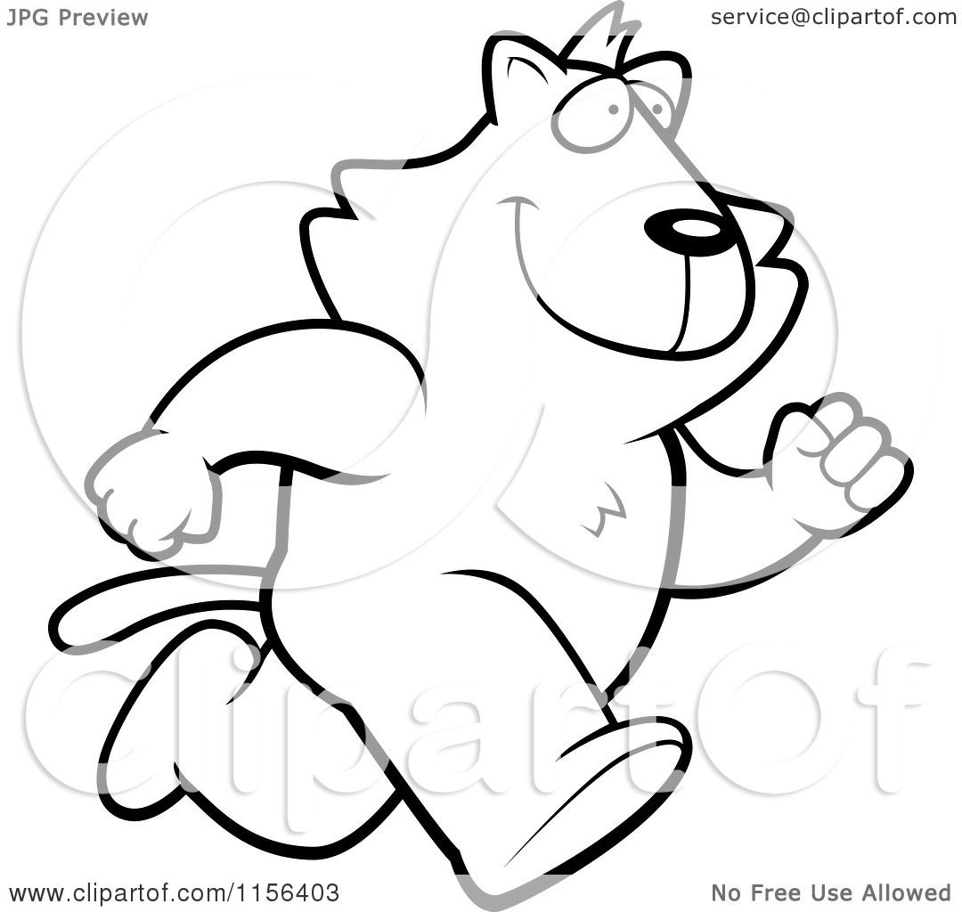 Cartoon Clipart Of A Black And White Running Cat Character - Vector