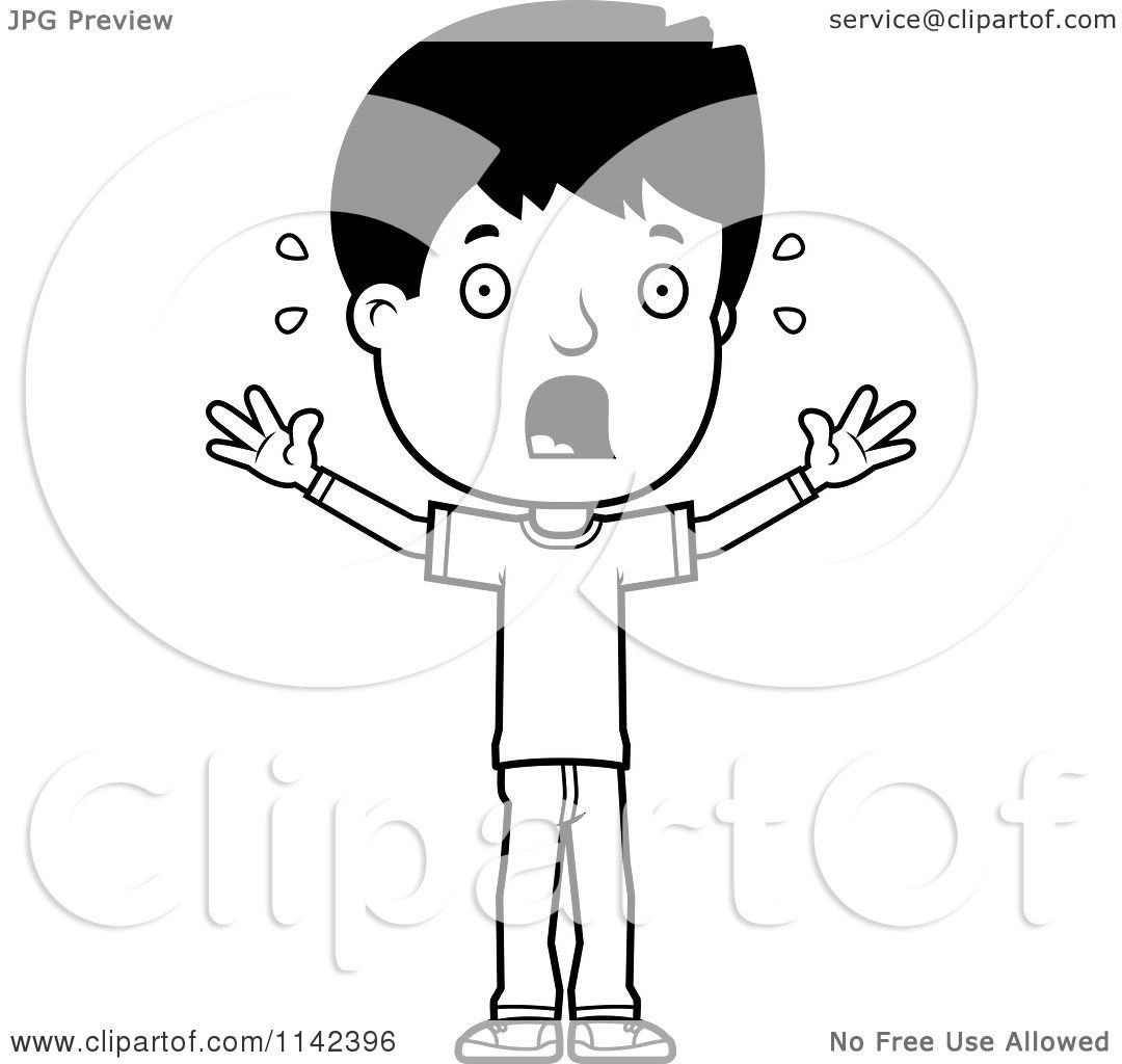 scared clipart black and white