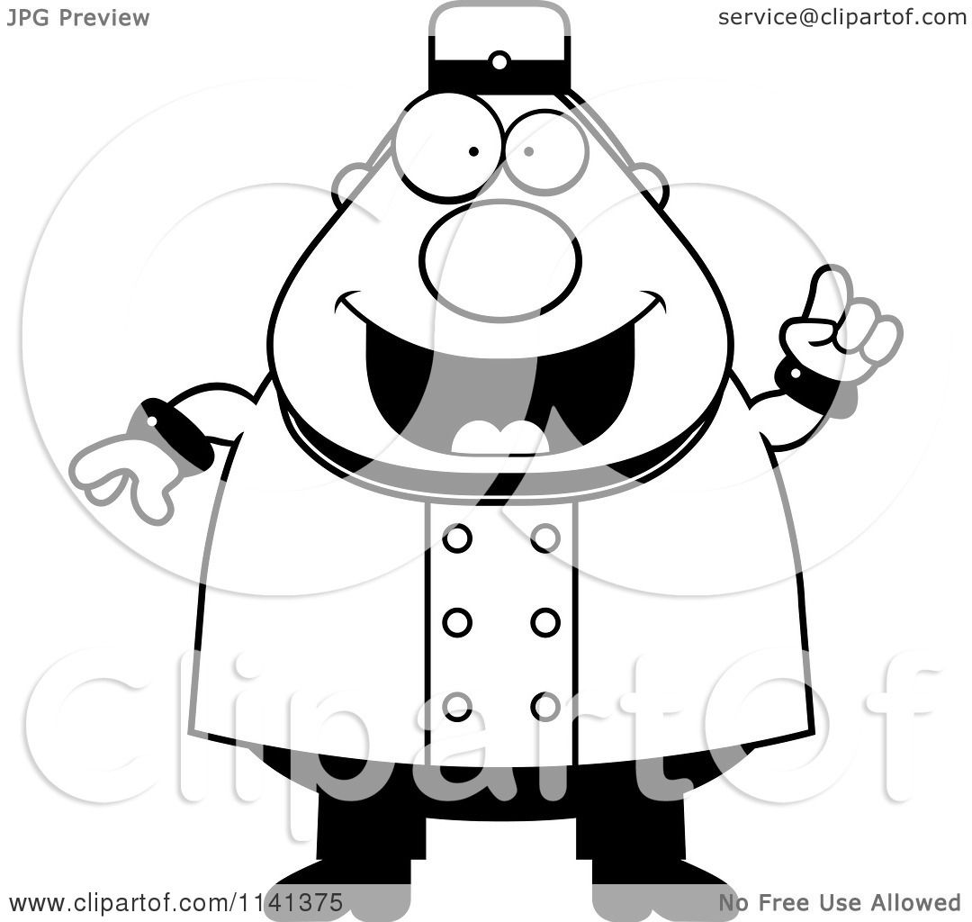 Download Cartoon Clipart Of A Black And White Smart Bellhop Worker With An Idea - Vector Outlined ...
