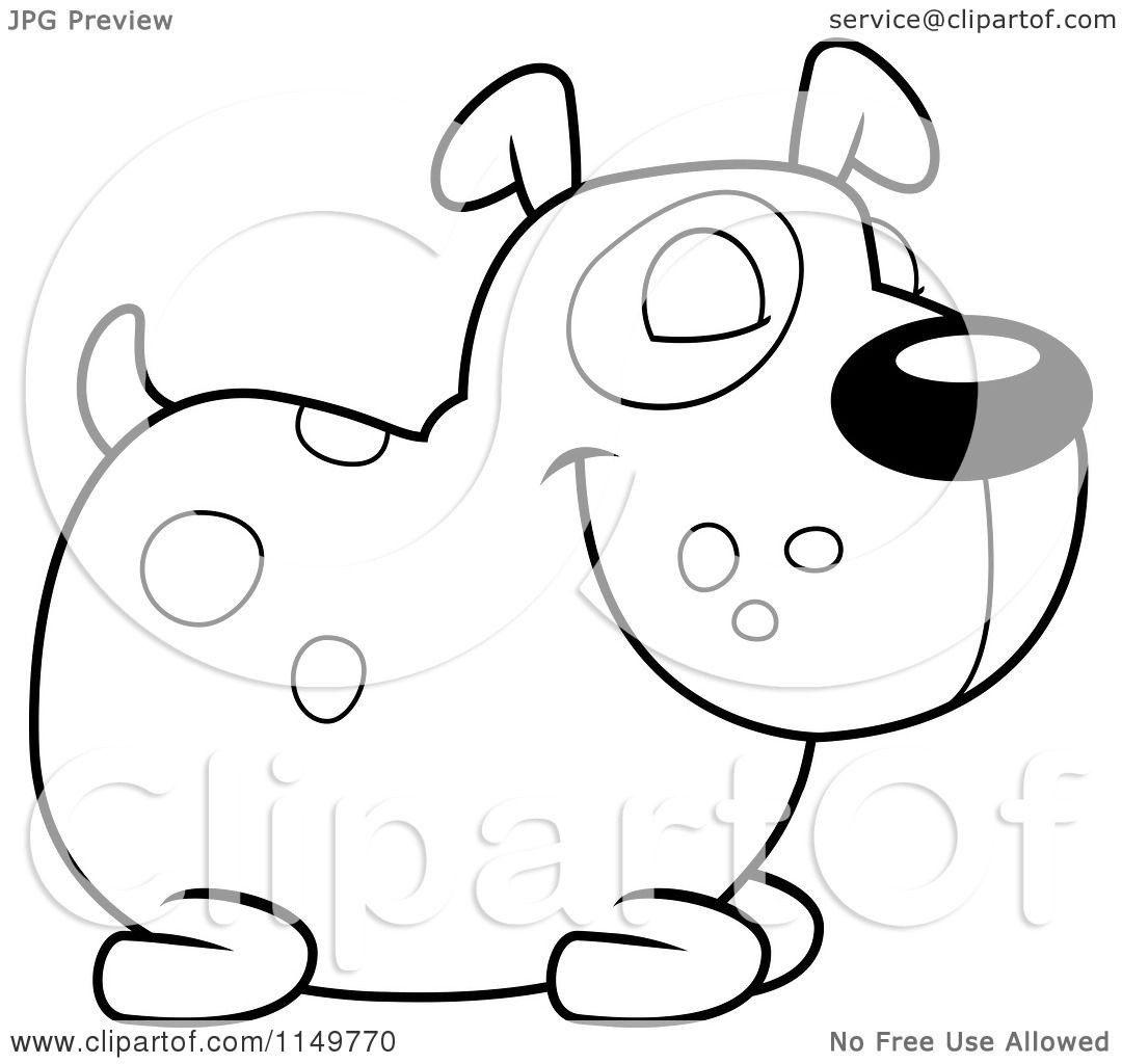 Cartoon Clipart Of A Black And White Spotted Dog Resting ...
