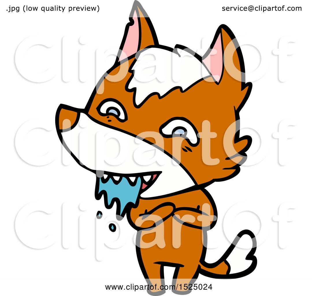 Cartoon Clipart of a Fox Drooling by lineartestpilot #1525024