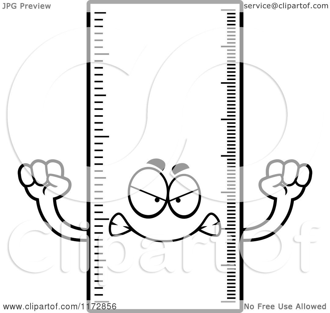 Download Cartoon Clipart Of A Mad Ruler Mascot - Vector Outlined ...