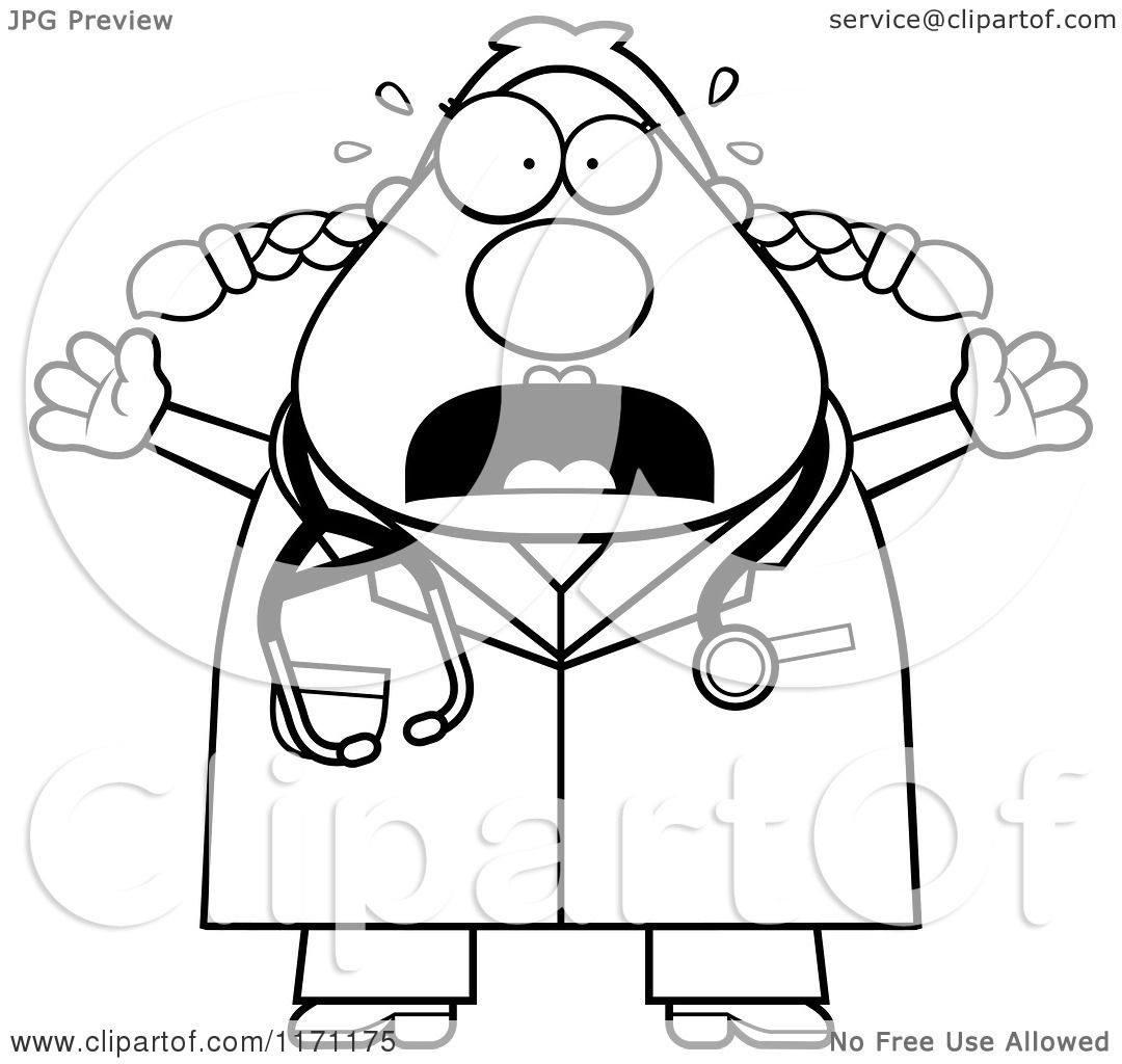 Download Cartoon Clipart Of A Screaming Female Surgeon Doctor or Veterinarian - Vector Outlined Coloring ...