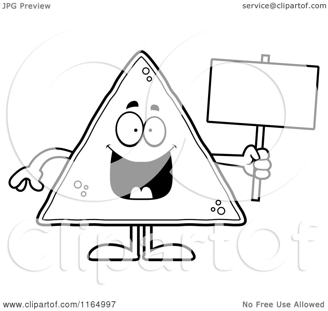 Download Cartoon Clipart Of A Tortilla Chip Mascot Holding a Sign ...