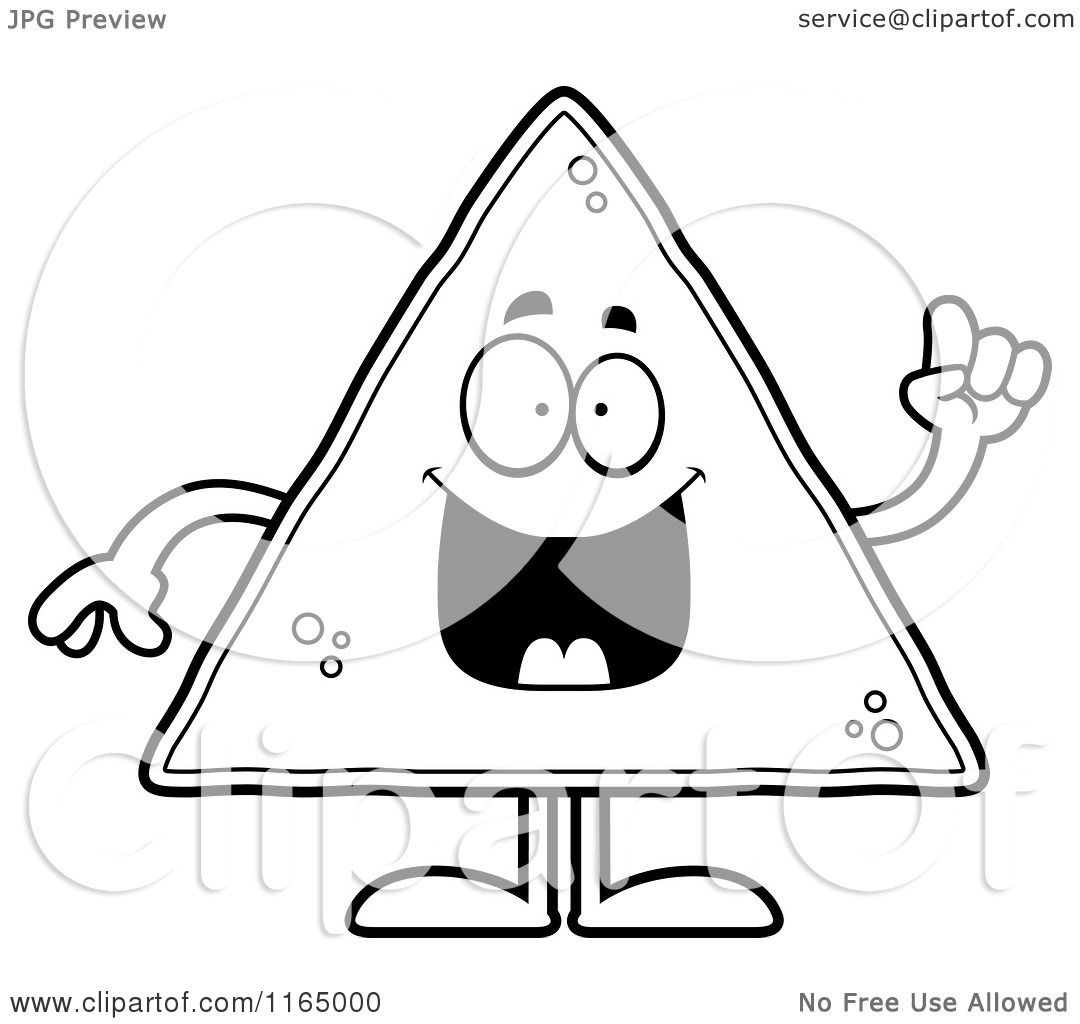 Download Cartoon Clipart Of A Tortilla Chip Mascot with an Idea - Vector Outlined Coloring Page by Cory ...
