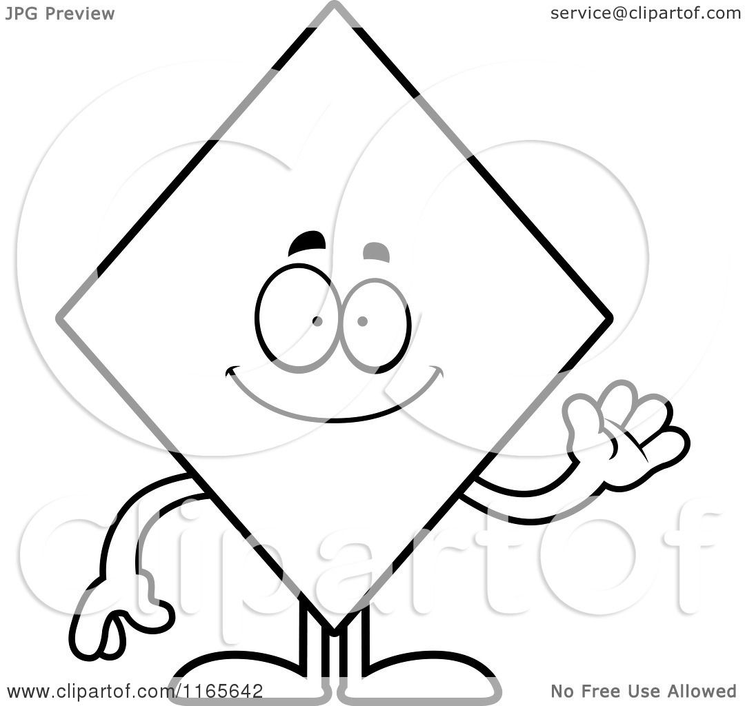 black and white waving diamond card suit mascot