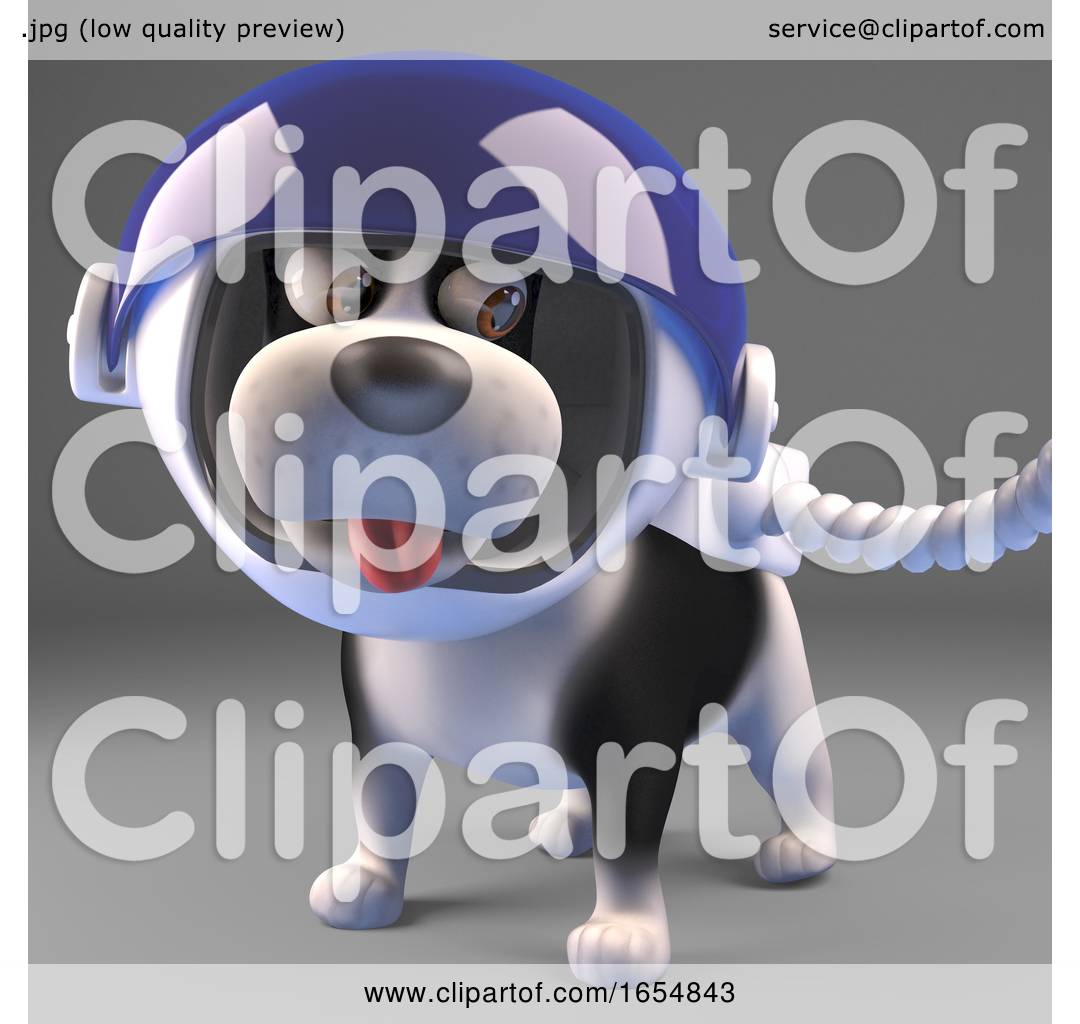 Cartoon Dog in Spacesuit Ready to Explore Space, 3d Illustration by