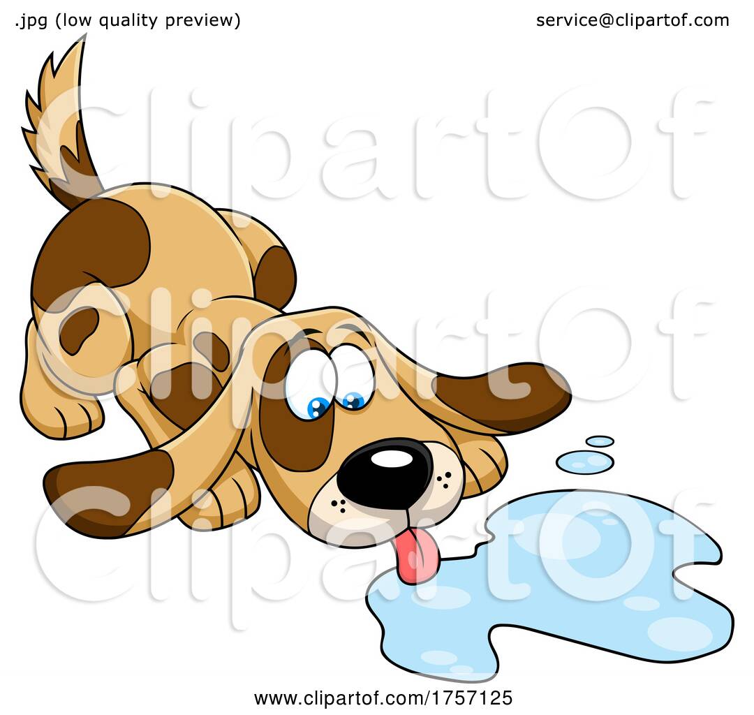 Cartoon Dog Lapping from a Puddle by Hit Toon #1757125