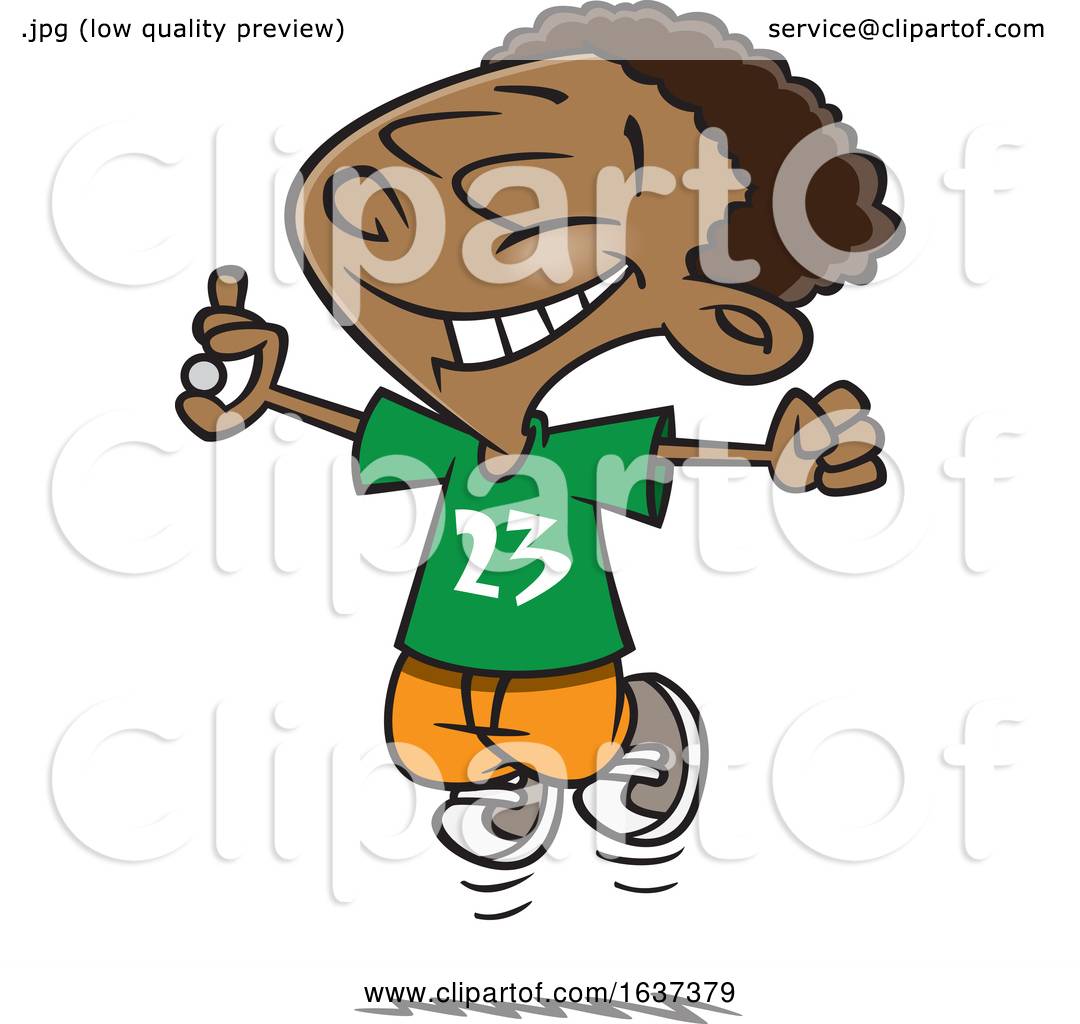 Cartoon Excited Black Boy Jumping After Finding Money by toonaday #1637379