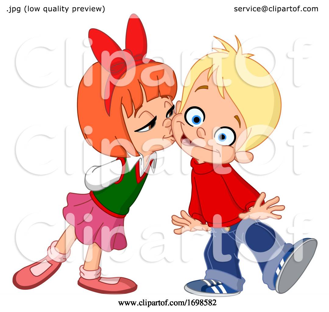 cartoon boy and girl kissing