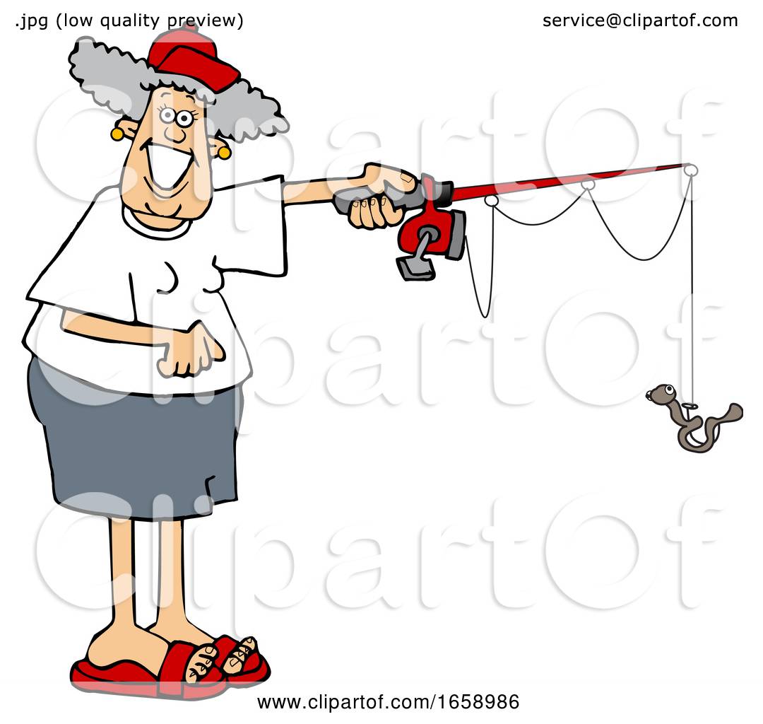 Cartoon Happy Woman Fishing by djart #1658986