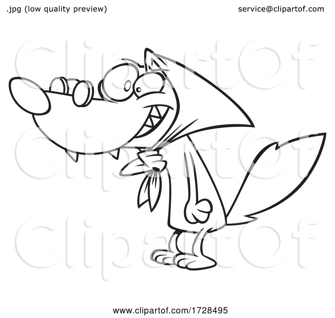 Cartoon Lineart Bad Wolf Disguised As Grandma by toonaday #1728495