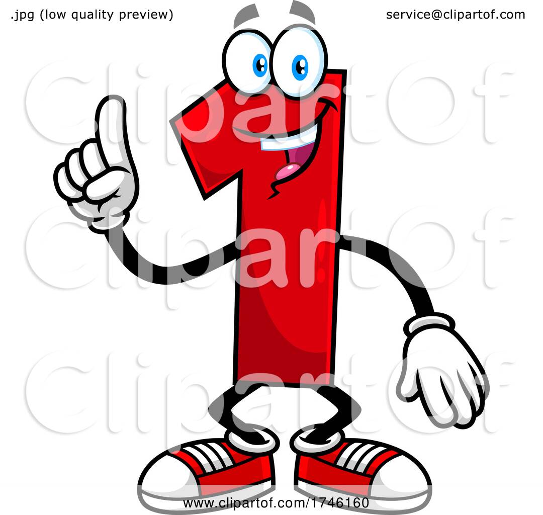 Cartoon Number 1 Character Gesturing One by Hit Toon #1746160