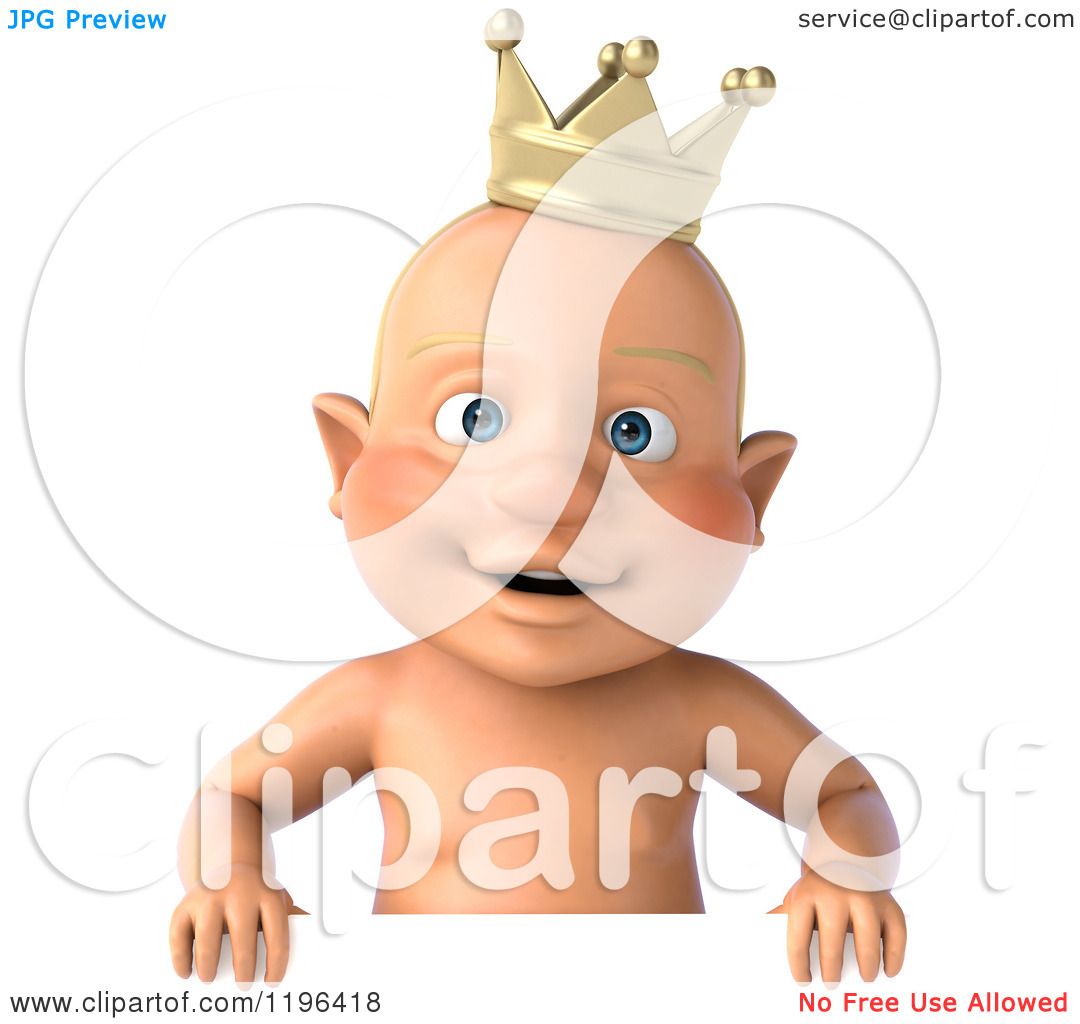 Download Cartoon of a 3d Caucasian Baby Boy Wearing a Crown over a ...