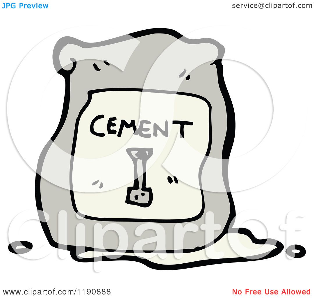 Cartoon of a Bag of Cement - Royalty Free Vector Illustration by