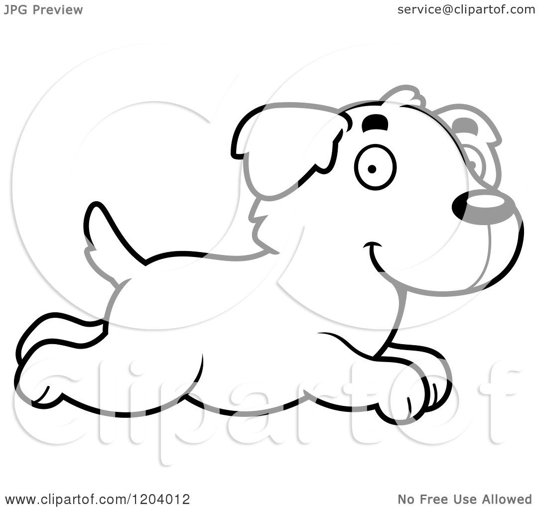 Cartoon of a Black And White Cute Golden Retriever Puppy