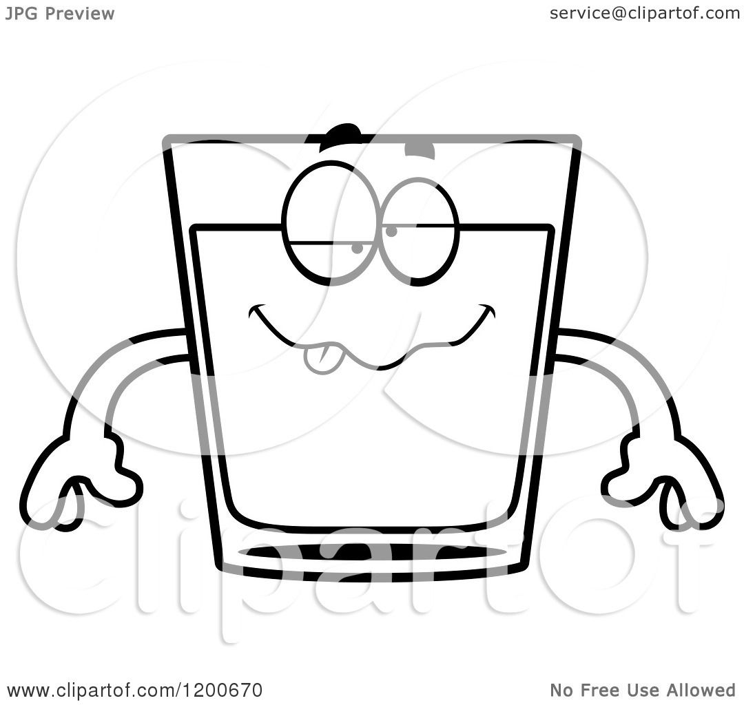 Download Cartoon of a Black and White Drunk Shot Glass Mascot - Royalty Free Vector Clipart by Cory ...