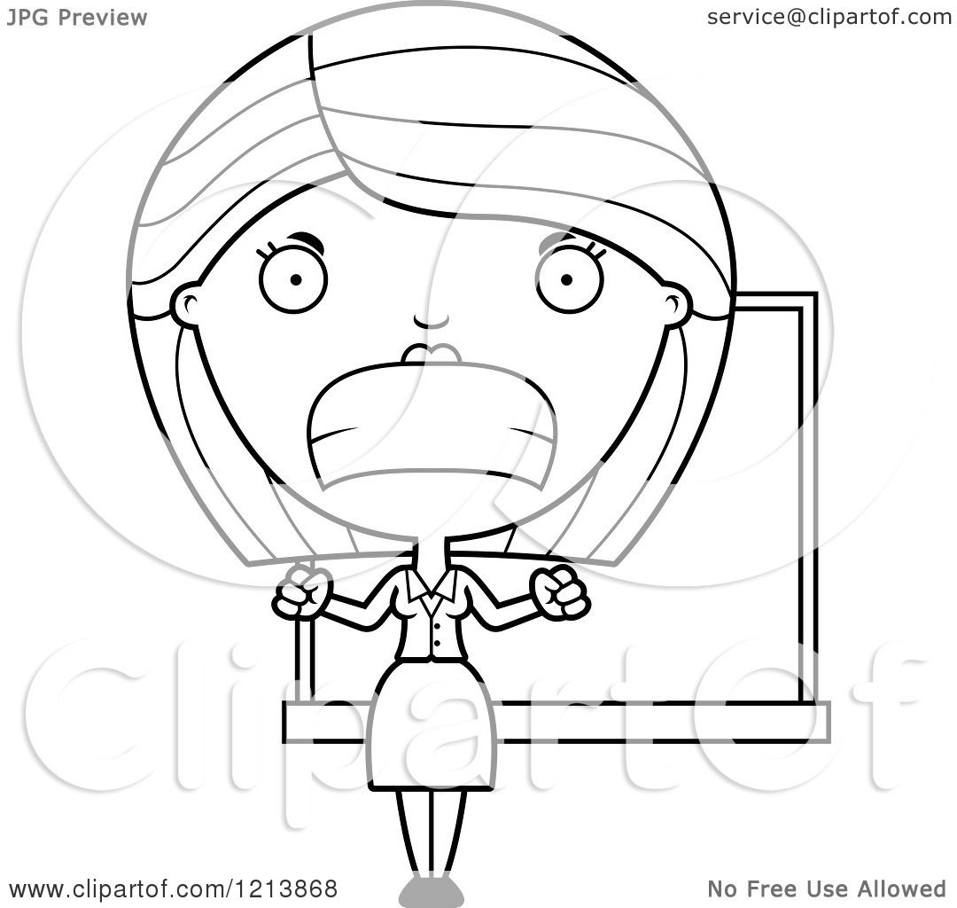 Cartoon Of A Black And White Mad Female Teacher Royalty Free Vector Clipart By Cory Thoman