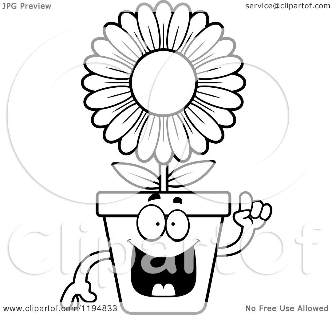 Flower in pot clip art cartoon Royalty Free Vector Image