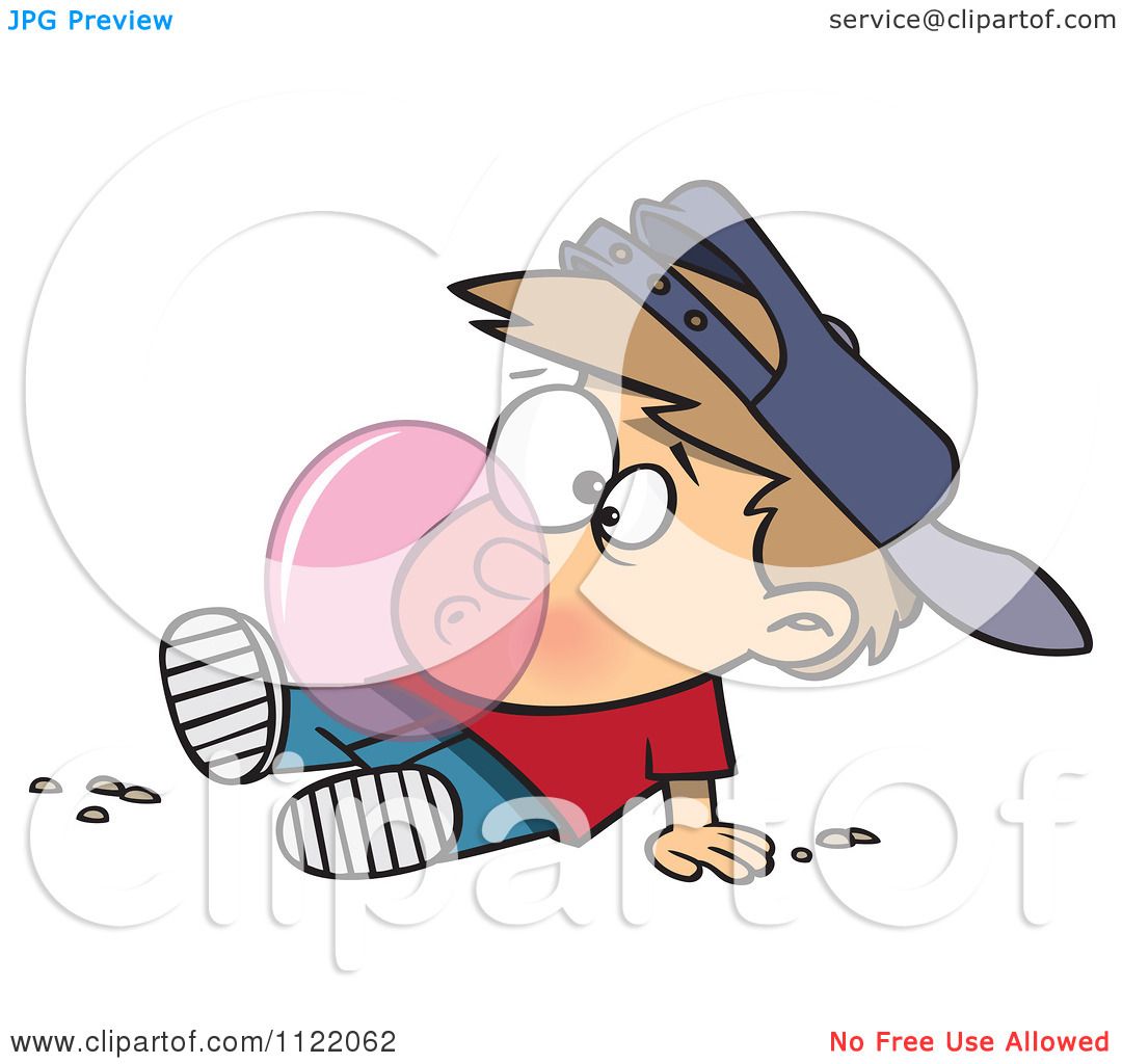 Download Cartoon Of A Boy Blowing A Bubble With Chewing Gum - Royalty Free Vector Clipart by toonaday ...