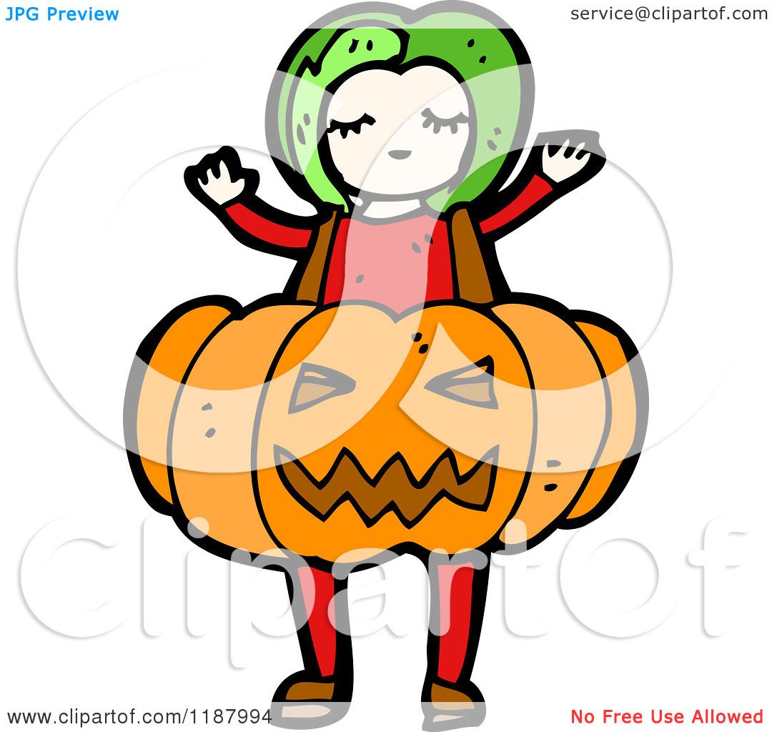 Cartoon of a Child in a Pumpkin Costume - Royalty Free ...