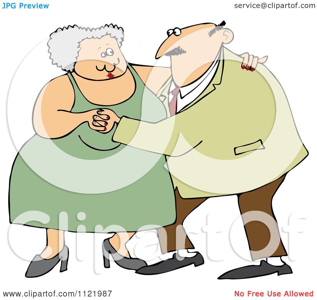 Cartoon Of A Chubby Old Couple Dancing - Royalty Free Vector Clipart by ...