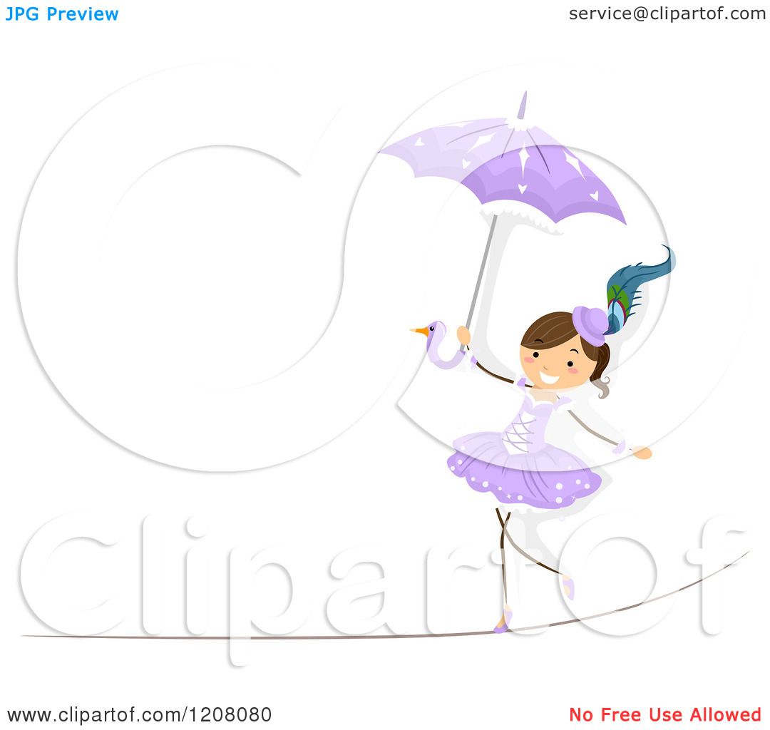Cartoon of a Circus Girl Walking a Tight Rope with an Umbrella - Royalty  Free Vector Clipart by BNP Design Studio #1208080