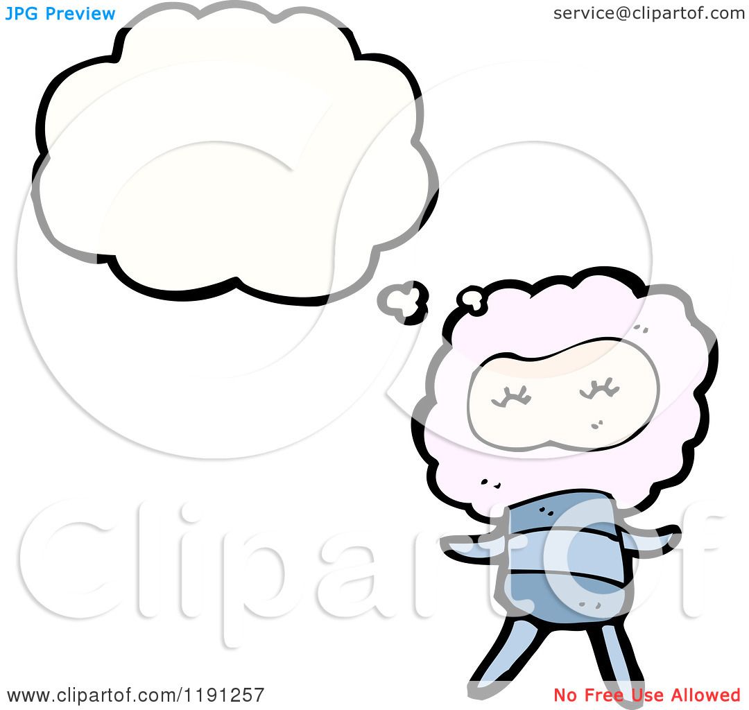 Cartoon of a Cloud Person Thinking - Royalty Free Vector Illustration