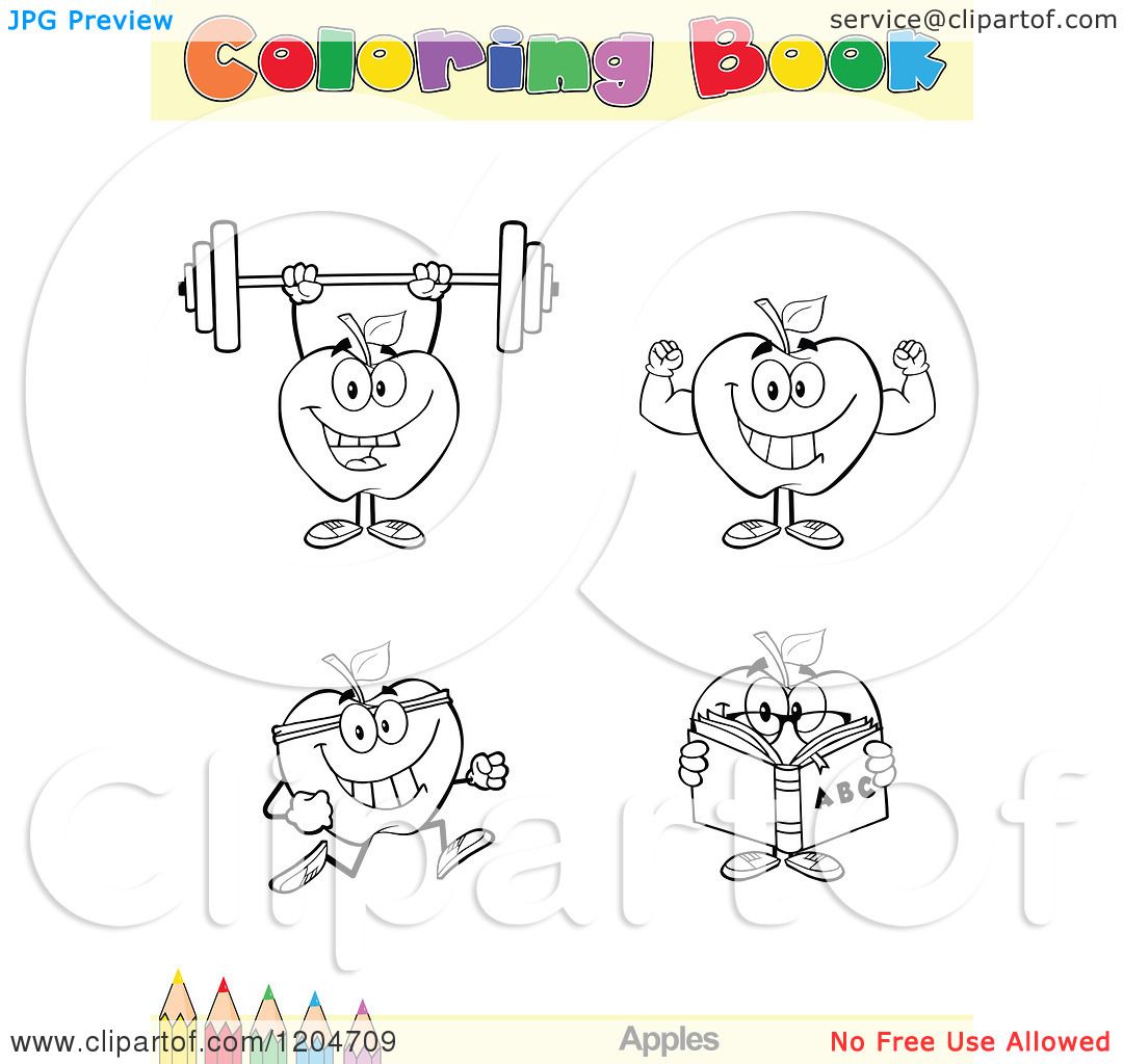 Download Cartoon of a Coloring Book Page with Apple Outlines Text and a Colored Pencil Border 3 - Royalty ...