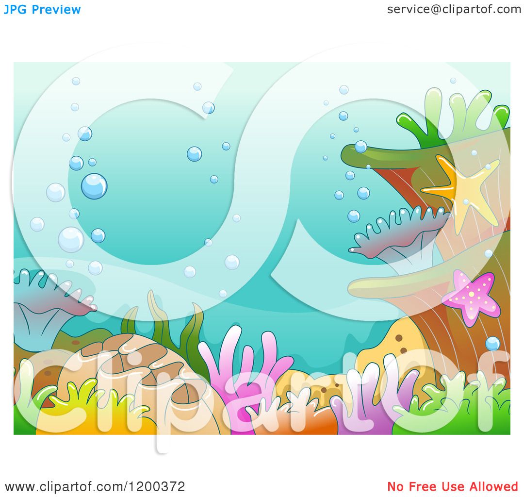 Cartoon of a Coral Reef and Bubble Background - Royalty Free Vector ...