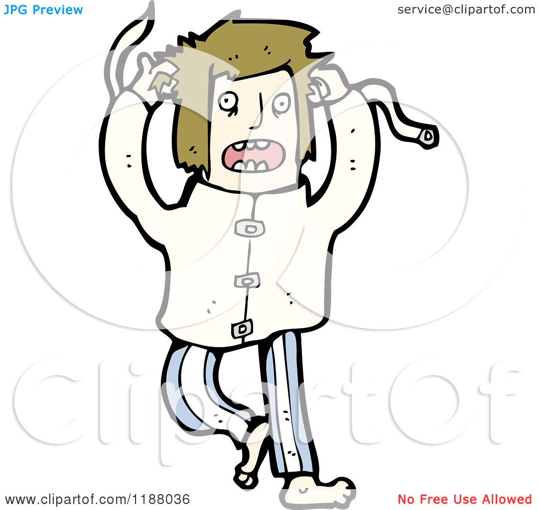 Cartoon of a Crazy Man in a Straight Jacket - Royalty Free Vector ...