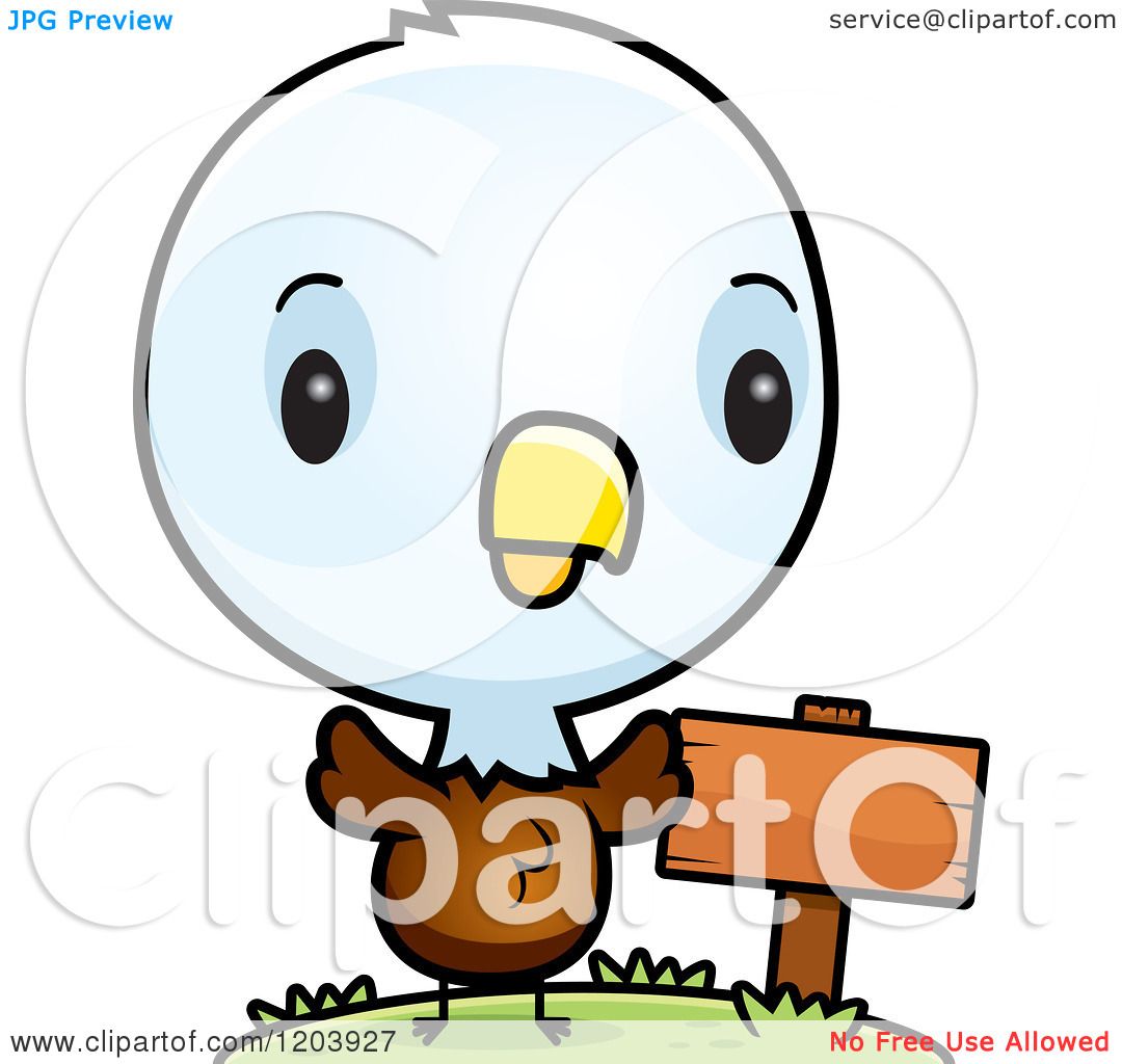 Download Cartoon of a Cute Baby Bald Eagle by a Sign Post - Royalty ...