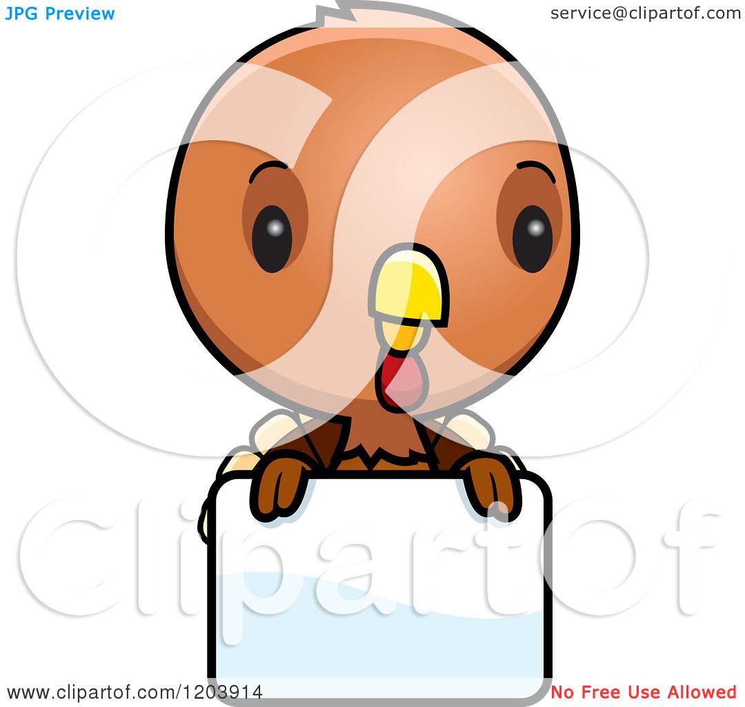 Cartoon of a Cute Baby Turkey Bird over a Sign - Royalty Free Vector  Clipart by Cory Thoman #1203914