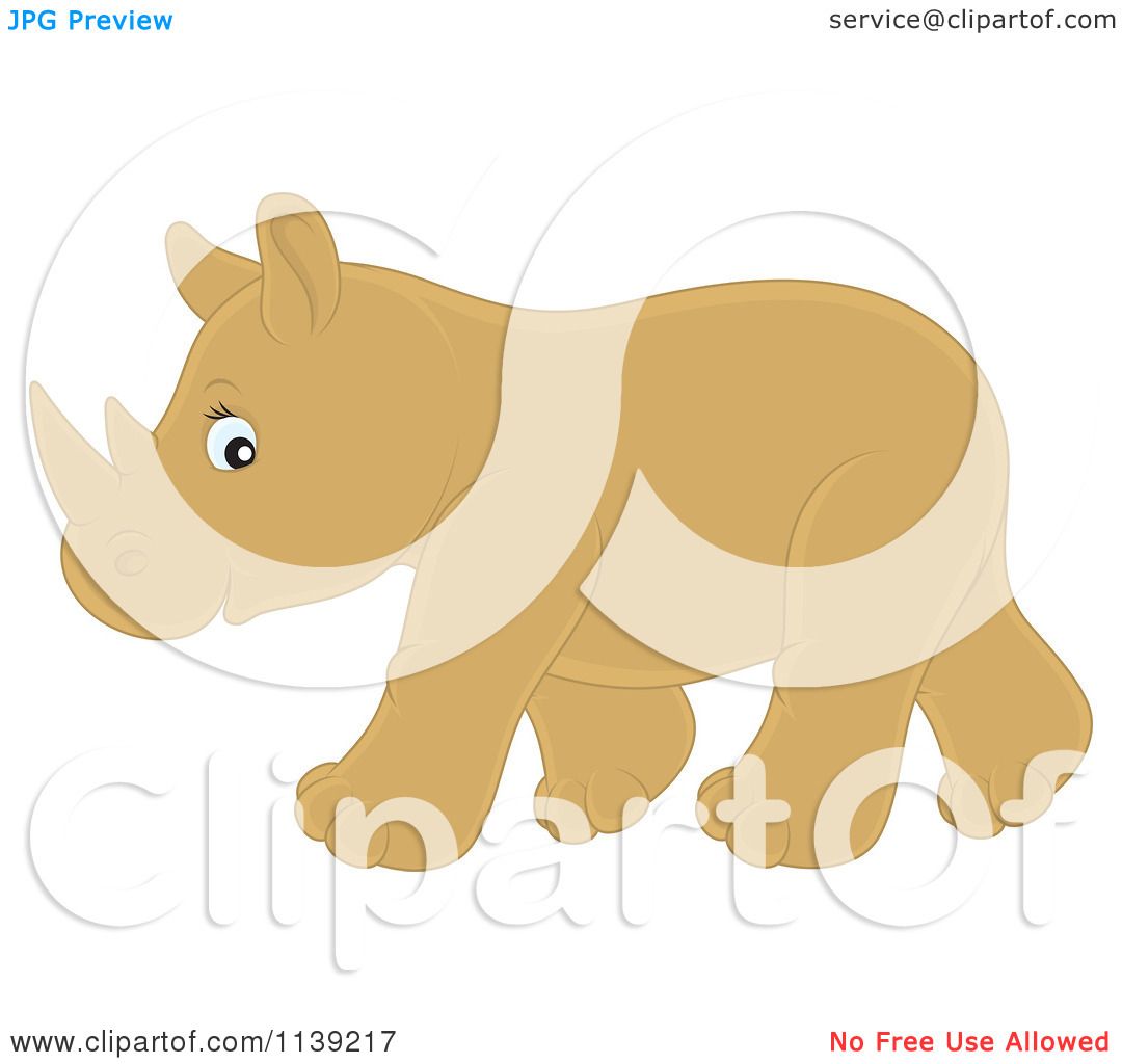 Download Cartoon Of A Cute Brown Baby Rhino - Royalty Free Vector ...