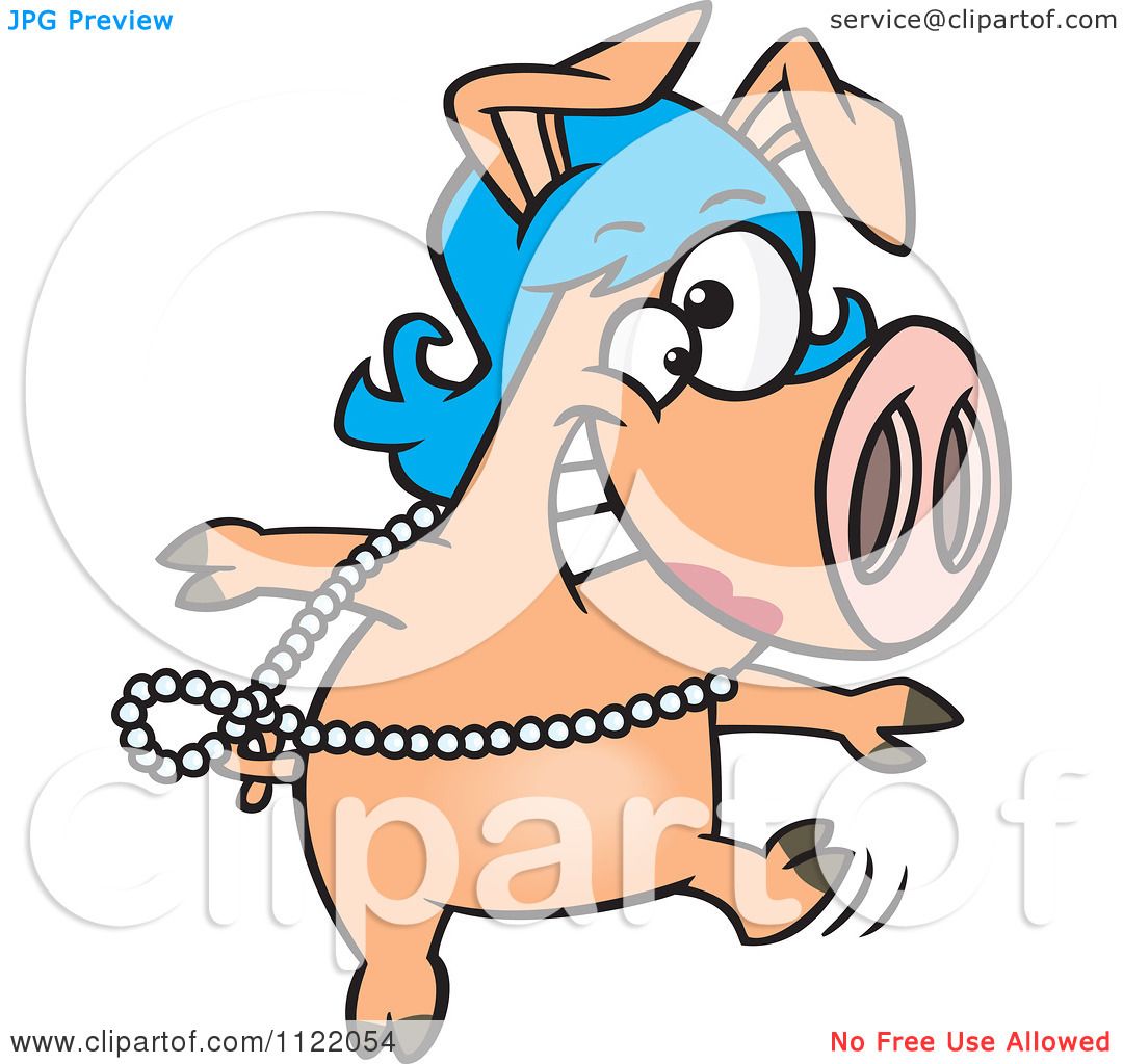 Cartoon Of A Dancing Pig In A Wig - Royalty Free Vector Clipart by toonaday  #1122054