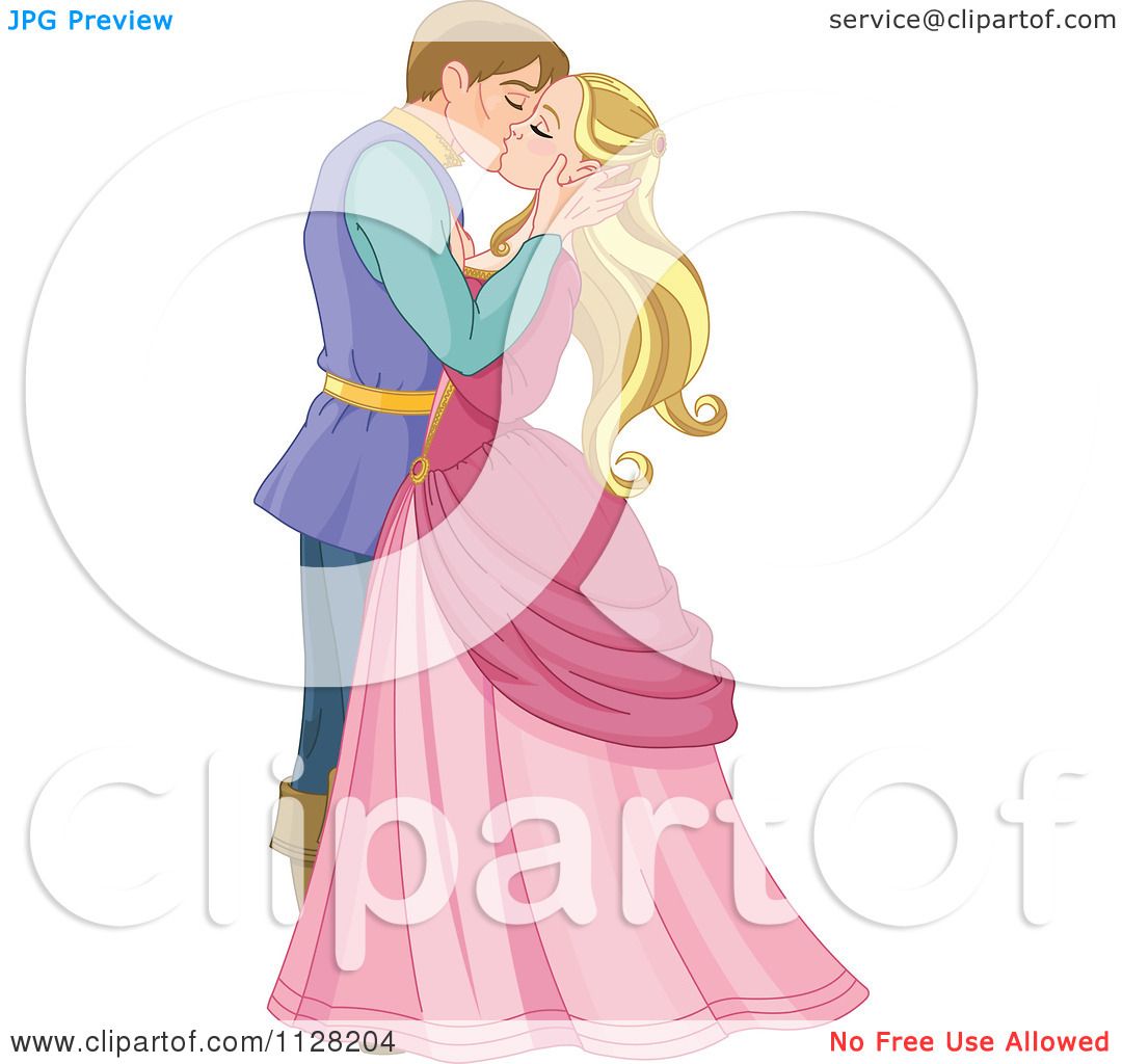 Cartoon Of A Fairy Tale Prince Kissing A Princess Passionately - Royalty  Free Vector Clipart by Pushkin #1128204