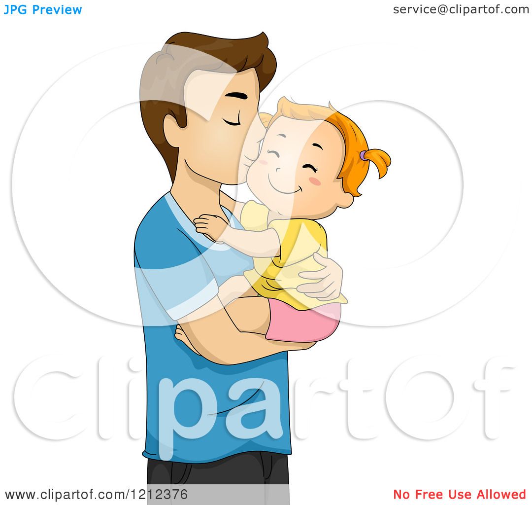 Cartoon of a Father Holding His Toddler Daughter and Kissing Her on the  Cheek - Royalty Free Vector Clipart by BNP Design Studio #1212376