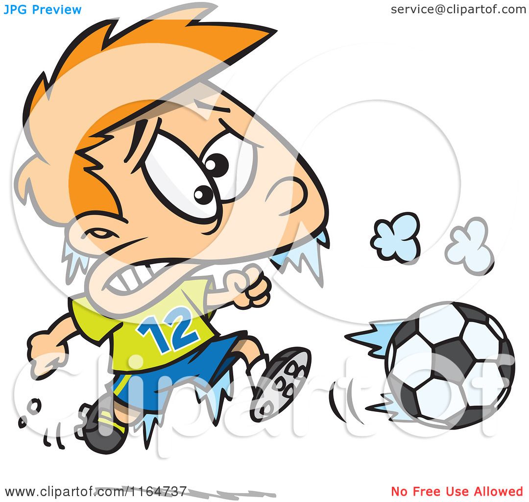 Cartoon of a Frozen Boy Playing Soccer - Royalty Free Vector Clipart by  toonaday #1164737